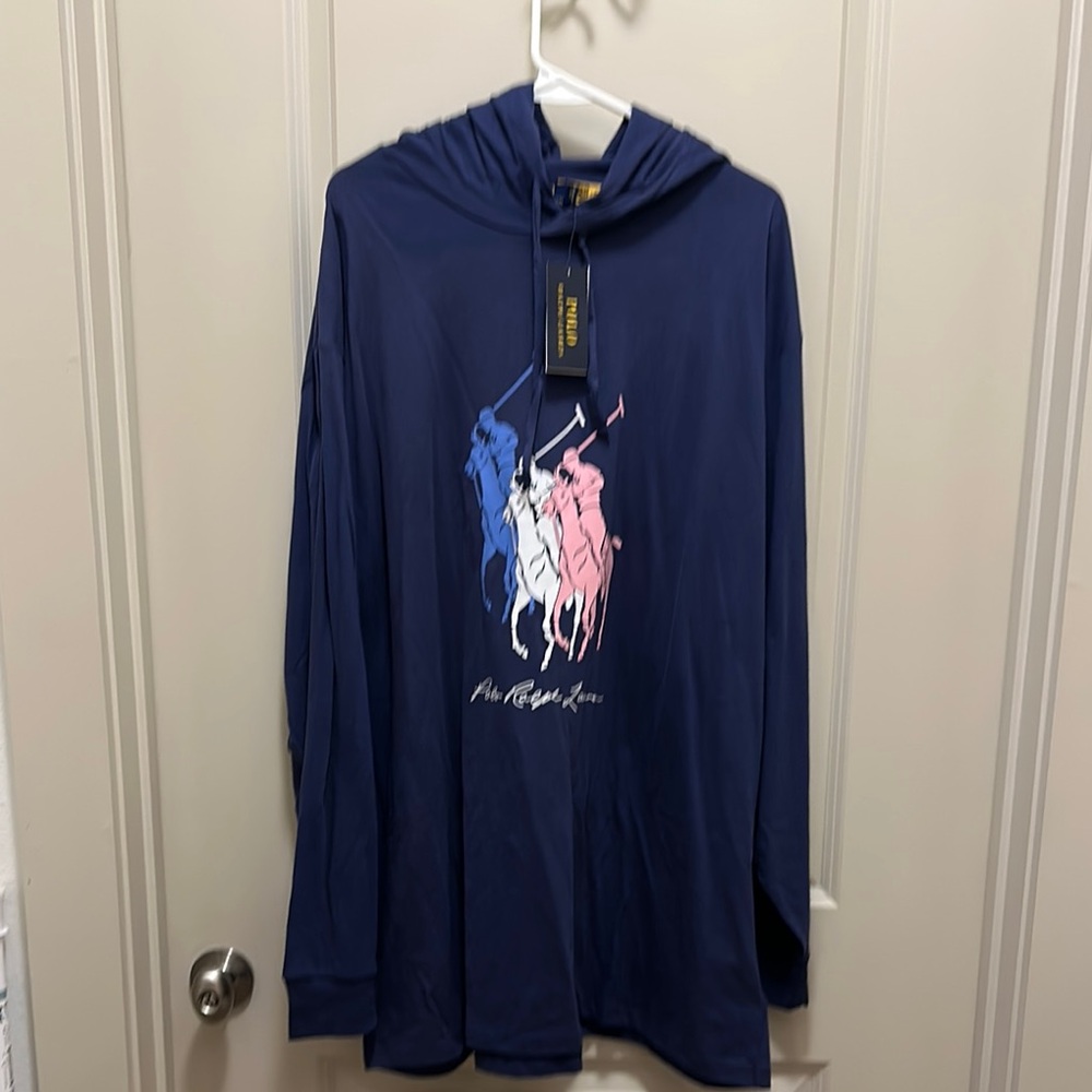 Ralph Lauren Blue Long Sleeve Tee with Polo Logo